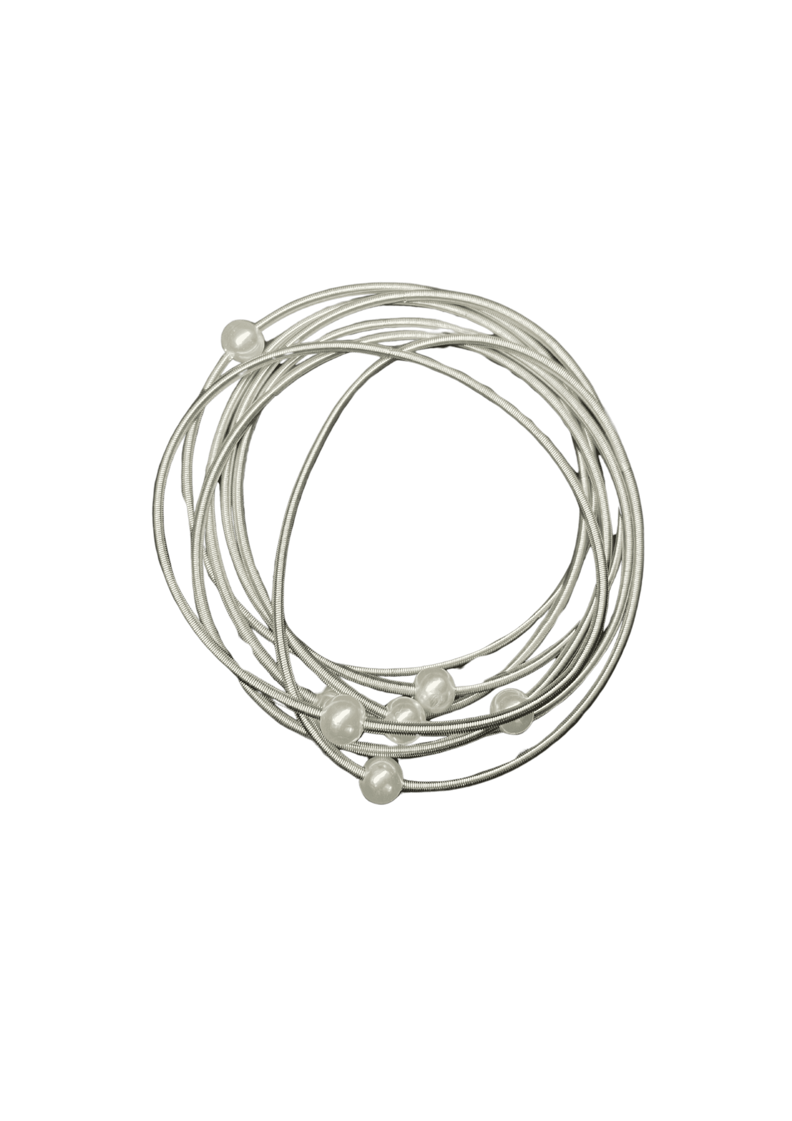 Graceful Silver Pearl Bangles (Pack of 6)